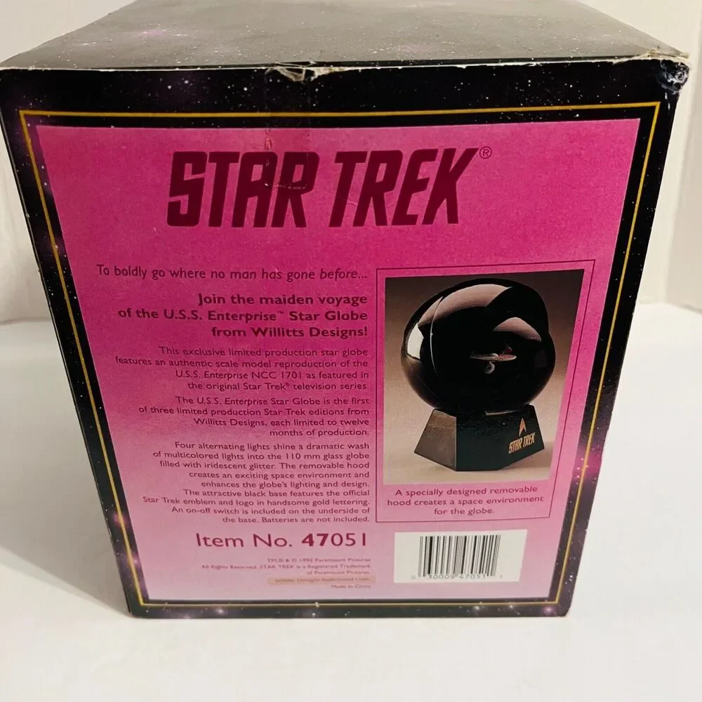 1992 Star Trek Lighted Star Globe U.S.S. Enterprise NCC 1701 Original Box